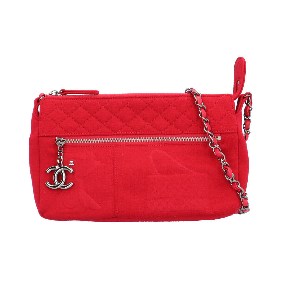 Chanel Hawaii Limited Matelasse Cotton Shoulder Bag Red